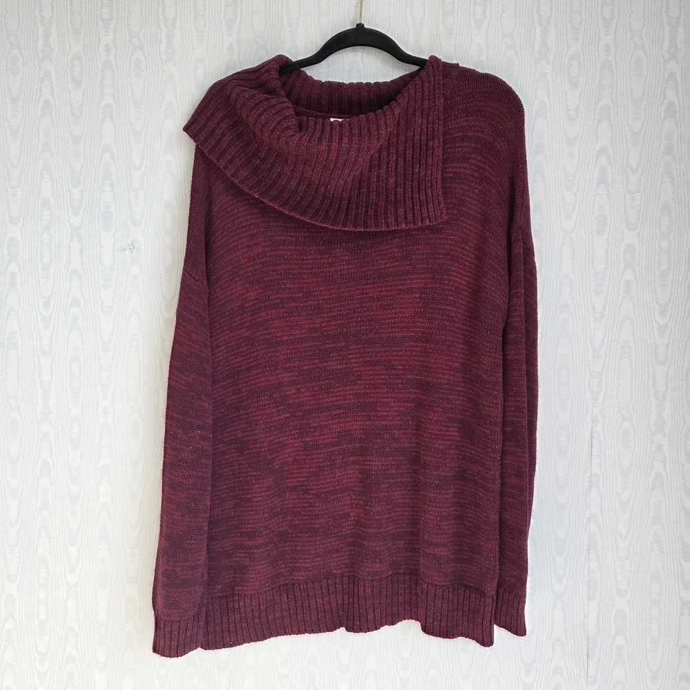 Matty M Women's L Cowl Neck Sweater Tunic Burgundy Asymmetrical  Whimsygoth‎